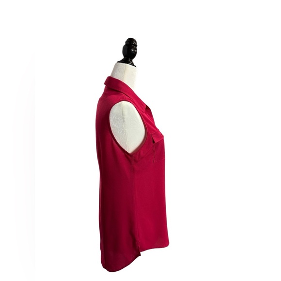 San Francisco, Chic Sleeveless Button-Down Blouse, Small, Color : Cherry - Picture 5 of 9